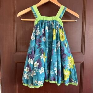 DOLCE & GABBANA Junior Blue and green Hawaiian print Swing Dress Sundress | 4